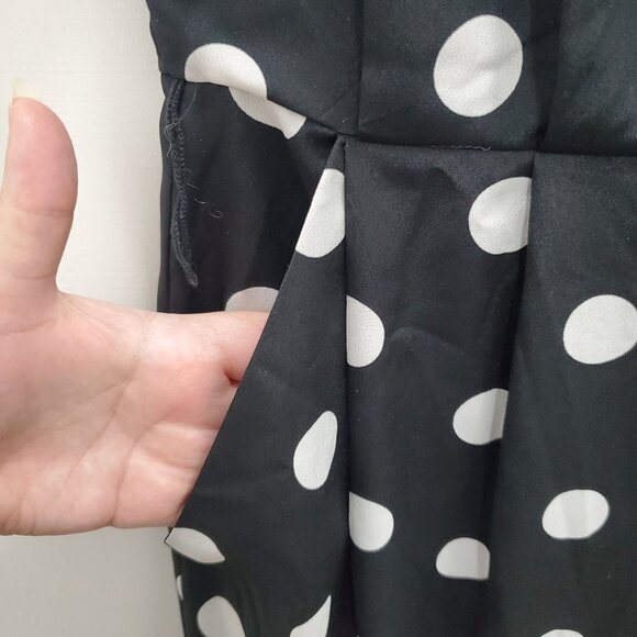 Eliza J Women's Crepe De Chine Black + White Polka Dot Shift Dress Plus Size 14 - Picture 5 of 7